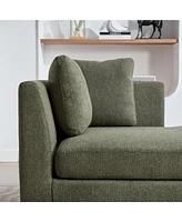 Modern Double-Sided Chaise Lounge with 4 Pillows and Rubberwood Legs