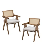 Mid-Century Dining Chairs (Set of 2), Upholstered Wooden Kitchen Chairs for Home, Office, or Restaurant