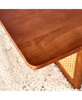 Chinese Style Rectangle Rattan Coffee Table, Walnut Color