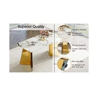 Pandora Sintered Stone Dining Table (63"x31.5x30") with Golden Butterfly Legs