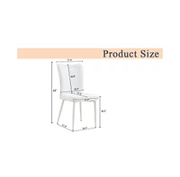 Modern Dining Chairs, White Upholstery and Metal Legs, Cream-Style, 6 Pieces