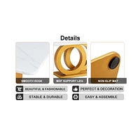 Luxury Tempered Glass Dining Set with 6 Pu Chairs (Arched Metal Gold Leg)