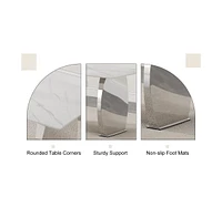 Sintered Stone Dining Set: 6 Shell Chairs with 63" Snow Mountain Table