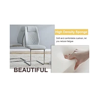 Luxurious Pandora Sintered Stone Table & Light Gray Pu Chairs