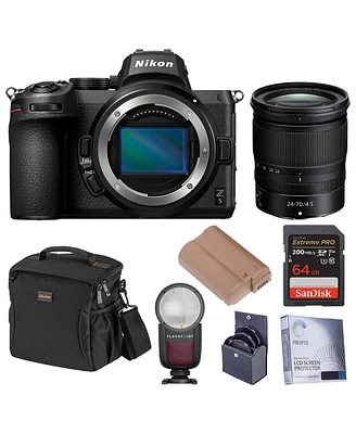 Nikon Z5 Mirrorless Camera with Nikkor Z 24-70mm f/4 S Lens, Bundle with X R2 Ttl Flash, 64GB Memory Card, Alpine 160 Bag, En-EL15c Battery and Filter