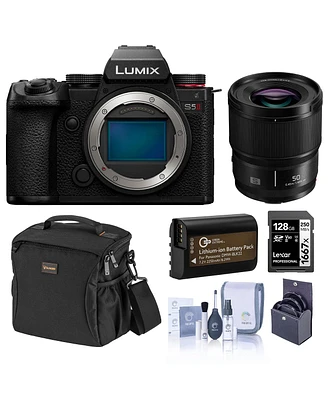 Panasonic Lumix S5 Ii Mirrorless Camera Bundle with 50mm f/1.8 Lens, 128GB Memory Card, Shoulder Bag, Battery Pack, Filter Kit, Cleaning Kit