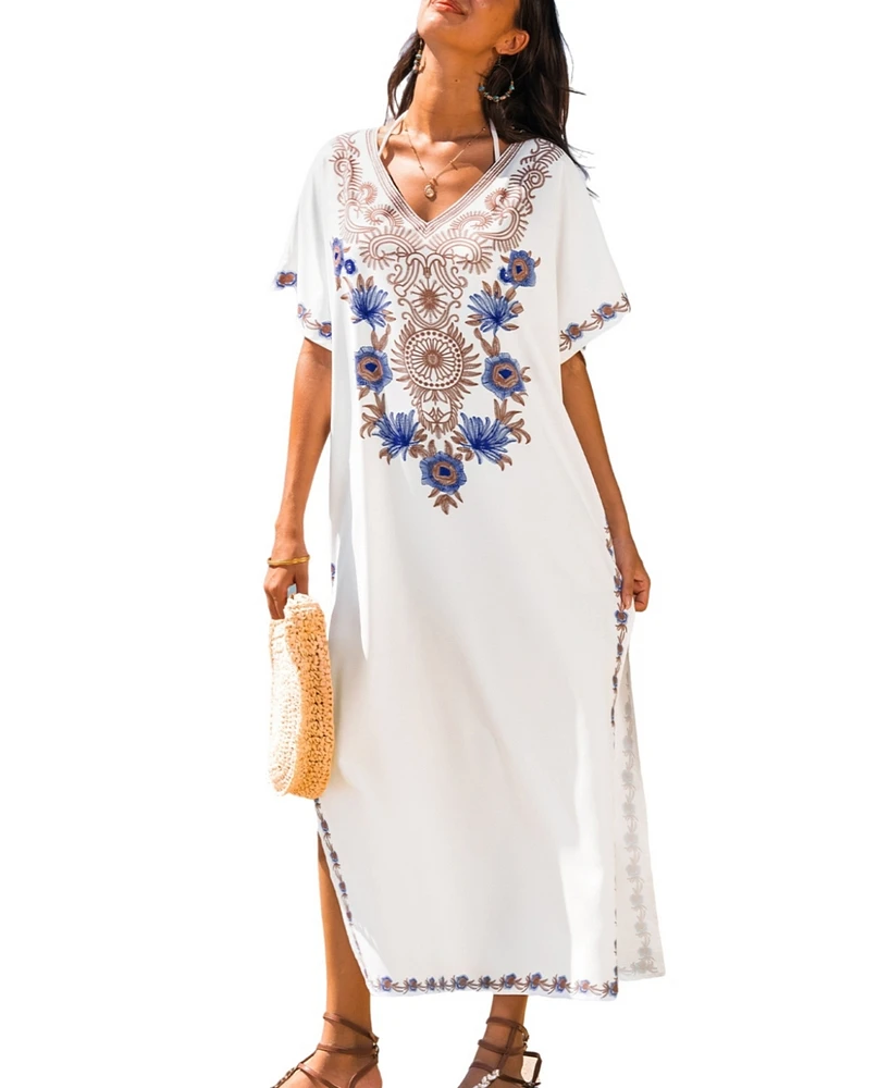 Cupshe Women's Soft Sea White Cover-Up Maxi Beach Dress