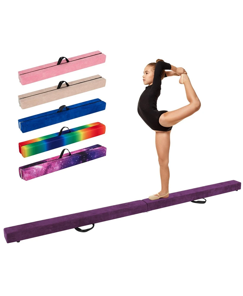 Folding Balance Beam with Solid Wood Base and Anti-slip Bottom
