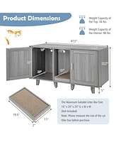 2-Door Cat Litter Box Enclosure with Winding Entry and Scratching Board