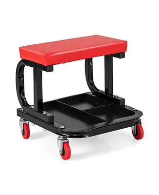 Rolling Creeper with Classified Tool Tray and Cushioned Seat