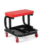 Rolling Creeper with Classified Tool Tray and Cushioned Seat
