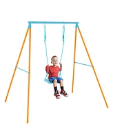 Outdoor Heavy Duty Metal Toddler Swing Set with Stand