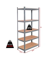 71 inch Heavy Duty Steel Adjustable 5 Level Storage Shelves-Gray