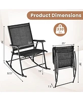 Folding Rocking Chair with Breathable Seat Fabric Set of 2