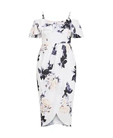 City Chic Plus Floral Drape Midi Dress