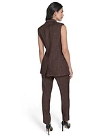Calvin Klein Womens Double Breasted Peak Lapel Sleeveless Jacket Novelty High Rise Skinny Ankle Pants