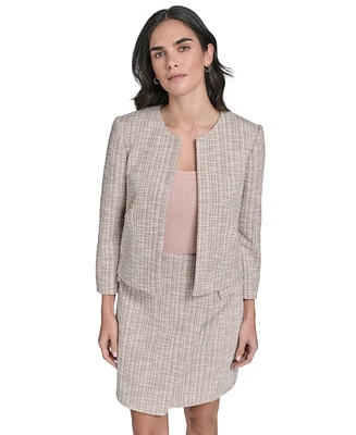 Calvin Klein Women's Collarless Textured Open-Front Jacket