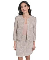 Calvin Klein Women's Collarless Textured Open-Front Jacket