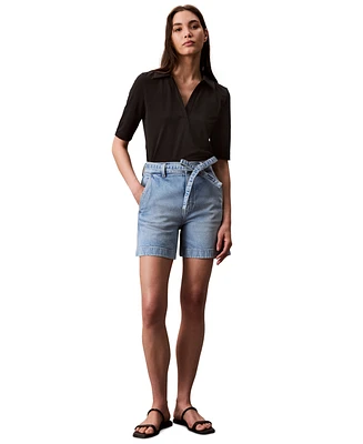 Calvin Klein Jeans Women's High Rise Tie Waist Denim Shorts