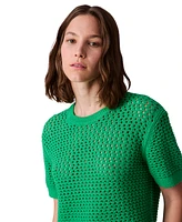 Calvin Klein Jeans Women's Cotton Open-Stitch Short-Sleeve Sweater