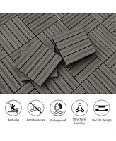 Wood Plastic Composite Deck Tiles Set of 20pcs, Diy Interlocking Decking Tiles, Floor Tile, Durable, Maintenance, Waterproof, Indoor Outdoor, 12x12in