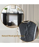 Black Fluted Console Table - 56" Entryway/Sofa Table for Living Room