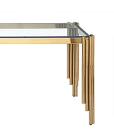 65" Rectangle Glass Dining Table with Gold Legs