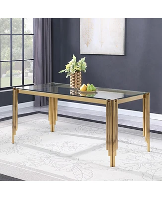 65" Rectangle Glass Dining Table with Gold Legs