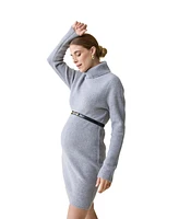 Ingrid + Isabel Maternity Turtle Neck Sweater Dress Gray Xl