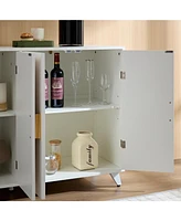 Modern 4-Door Buffet Cabinet with Removable Shelves
