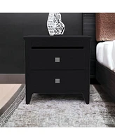 Two Drawer Faux Wood Nightstand – Compact & Functional Bedroom Organizer