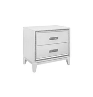 2-Drawer Faux Crystal Bling Nightstand – Glam Bedside Table with Storage