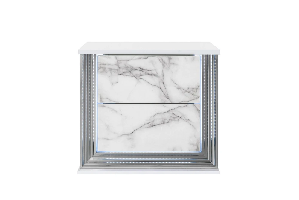2-Drawer Lighted Nightstand – Modern Bedside Table with Led Lights and Storage