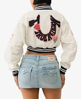 True Religion Women's Varsity Bomber Collar Jacket