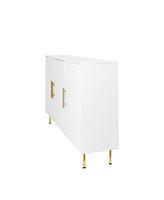 3-Door Large Storage Sideboard with Gold Handles for Kitchen, Dining Room and Living Room.55.12" W Accent White Buffet Cabinet, Coffee Bar Sidebo