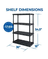 Gracious Living 4 Shelf Knect-a-Shelf Ventilated Heavy Duty Storage Unit, Black