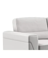 63" Light Grey And Silver Faux Leather Loveseat