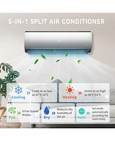 Jinjunye 18000BTU Mini Split Air Conditioner Ductless Inverter Heat Pump, 208-230V 17SEER2, Silver