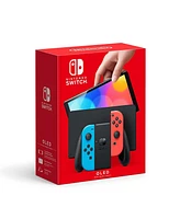 Nintendo Switch Neon Red & Blue Oled Console with New Super Mario Bros. U Deluxe, MightySkins Console and Controller Skin Voucher, and 1 Year Cps Exte
