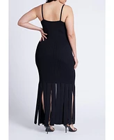 Eloquii Plus Ribbed Fringe Dress