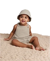 Calvin Klein Baby Boys 2-Piece Gauze Sunsuit and Matching Hat Set