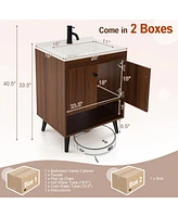 25 Inch Wooden Bathroom Storage Cabinet with Sink