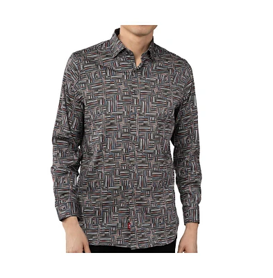 Luchiano Visconti Men's Printed Daggers Multicolor shirt