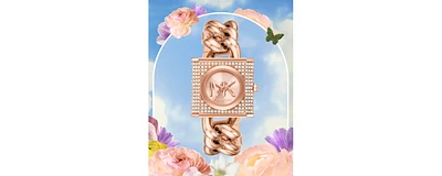 Michael Kors Women's Mk Chain Lock Three-Hand Rose Gold-Tone Stainless Steel Watch 25mm