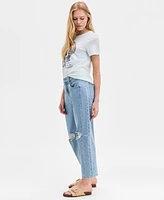 Lucky Brand Women's Distressed High Rise Barrel-Leg Jeans