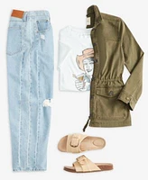 Lucky Brand Womens Cheers To The Cowgirls T Shirt Cargo Jacket Barrel Leg Jeans