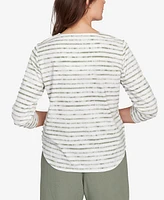 Alfred Dunner Petite Copper Canyon Textured Medallion Neckline Top