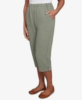 Alfred Dunner Petite Copper Canyon Button Tab Patch Pocket Capri Pants