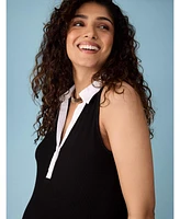 Women's Collared Sleeveless Polo Midi Dress - Motherhood Maternity