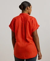 Lauren Ralph Plus Relaxed-Fit Linen Short-Sleeve Shirt